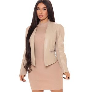 Fashion Nova Faux leather jacket Taupe Medium